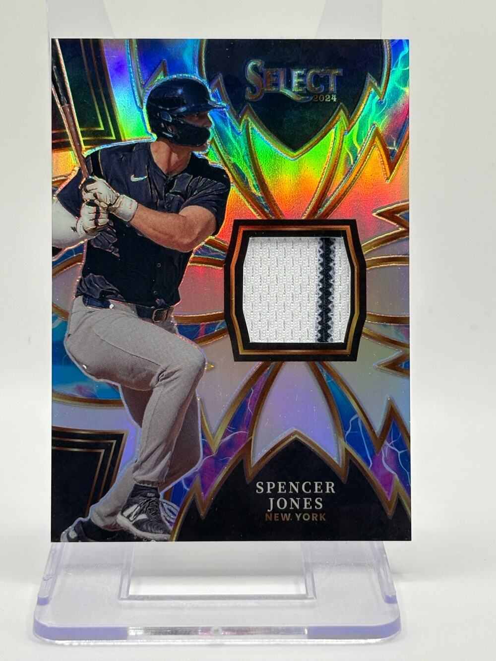 2024 Panini Select Spencer Jones Sparks Refractor Jersey Patch New York Yankees